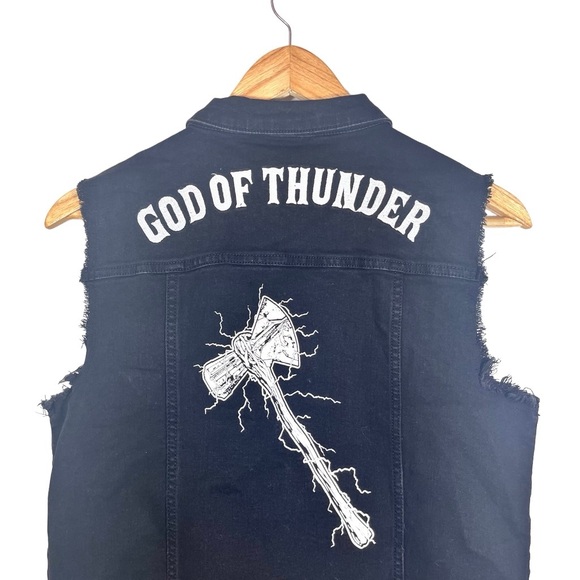 Her Universe Marvel Avengers Thor God Of Thunder Girls Denim Vest Size Small - Picture 7 of 10